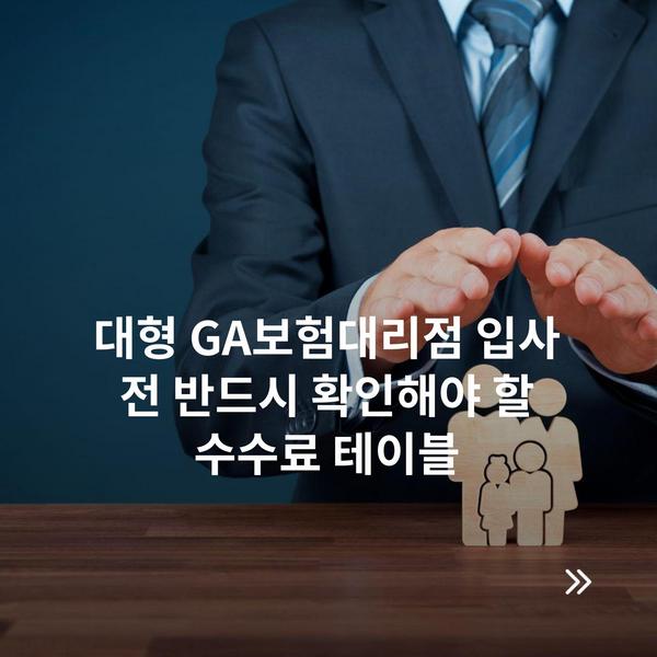 대형 GA보험대리점 입사 전 반드시 확인해야 할 수수료 테이블